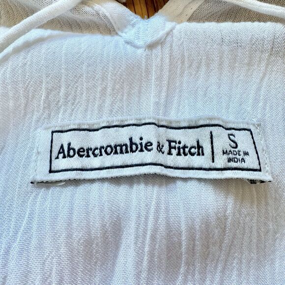 Abercrombie & Fitch White Lace Crinkle summer loose tank top shirt S‎ - Picture 11 of 13